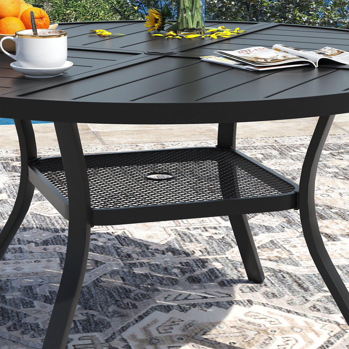 Vicllax 40.6" Patio Round Dining Table Set of 4, Metal Dining Table and Swivel Dining Chairs