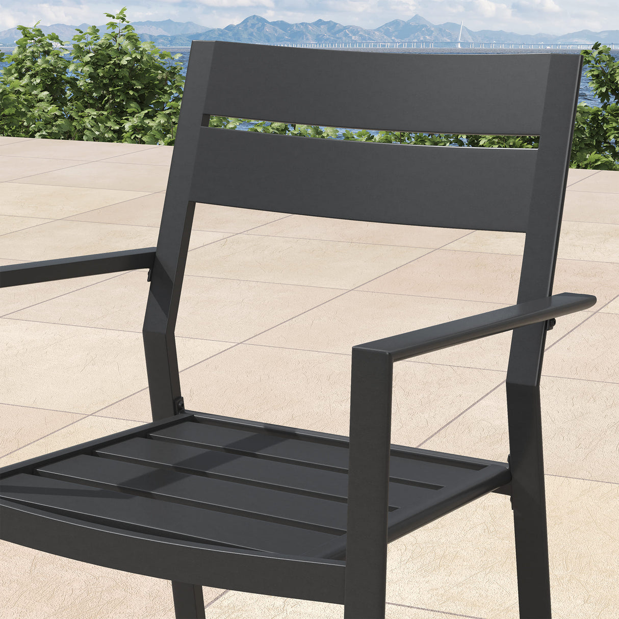 VICLLAX Patio 7 Pieces Outdoor Dining Set, 63" Rectangular Metal Dining Table and Swivel Chairs of 6