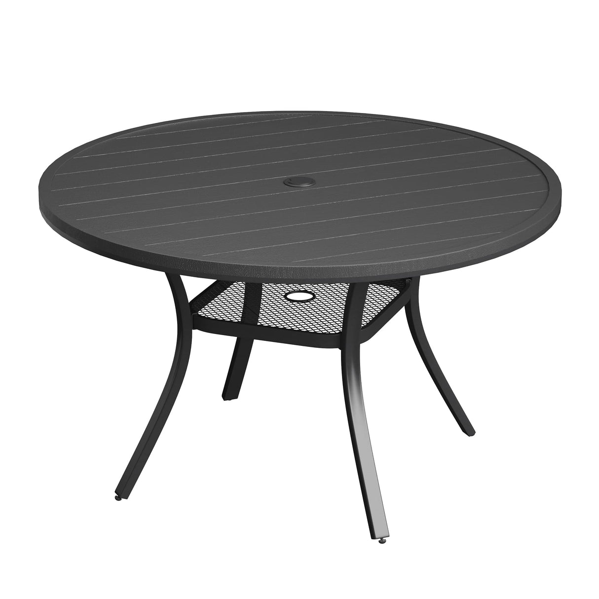 Vicllax Outdoor Plastic Top Patio Wood-Like Grain Round Dining Table for 4/6/8