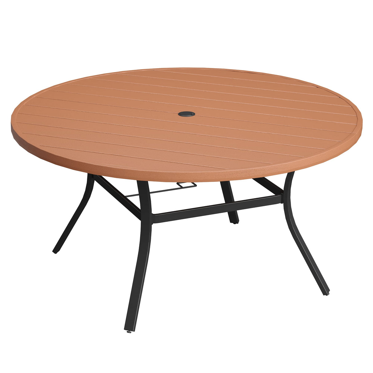 Vicllax Outdoor Plastic Top Patio Wood-Like Grain Round Dining Table for 4/6/8