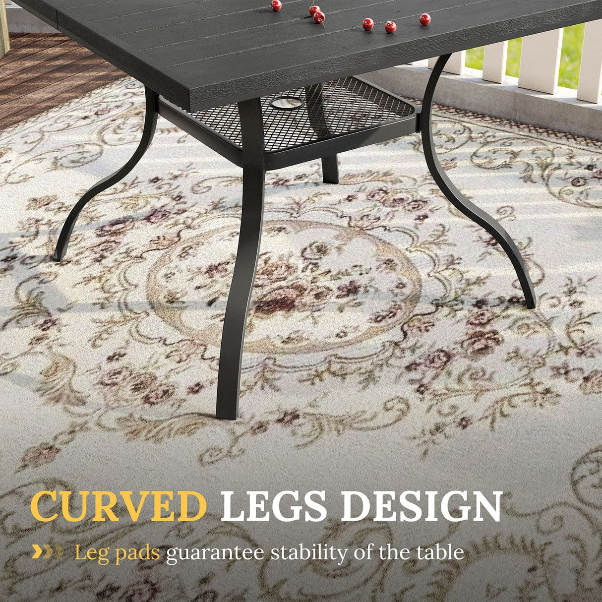 Vicllax Outdoor 38.6“ Plastic Dining Table Set of 4, Plastic Square Table with Swivel Dining Chairs