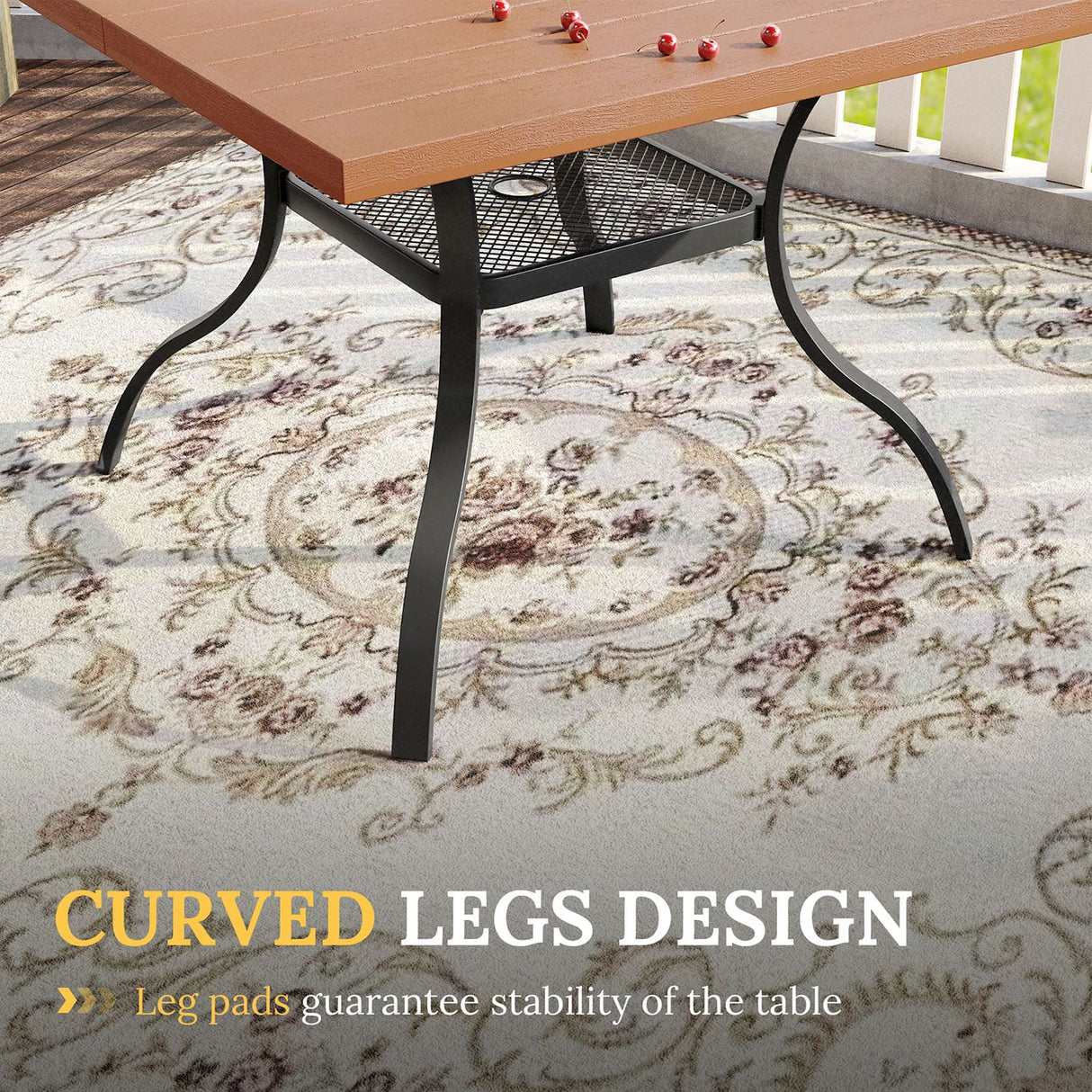 Vicllax Outdoor 38.6“ Plastic Dining Table Set of 4, Plastic Square Table with Swivel Dining Chairs