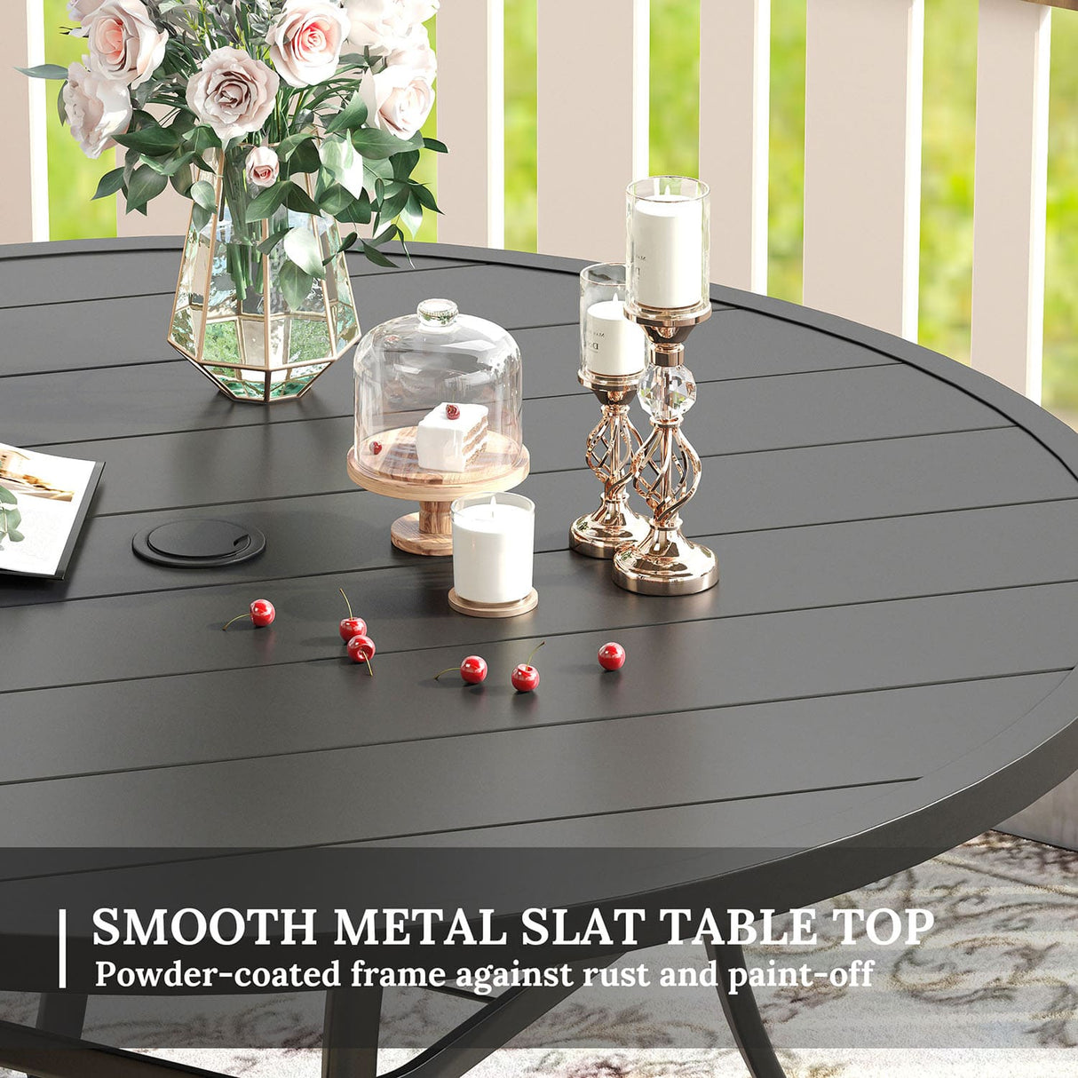 Vicllax 7/9 Pieces Outdoor Dining Set, Metal Round Dining Table and Premium Swivel Chairs