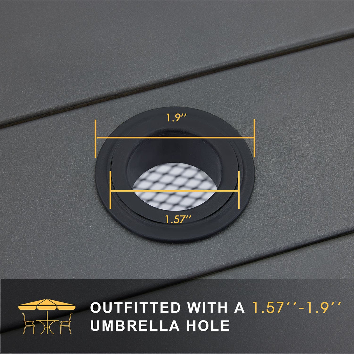 Vicllax Outdoor Round Metal Dining Table with Umbrella Hole for 4, 6