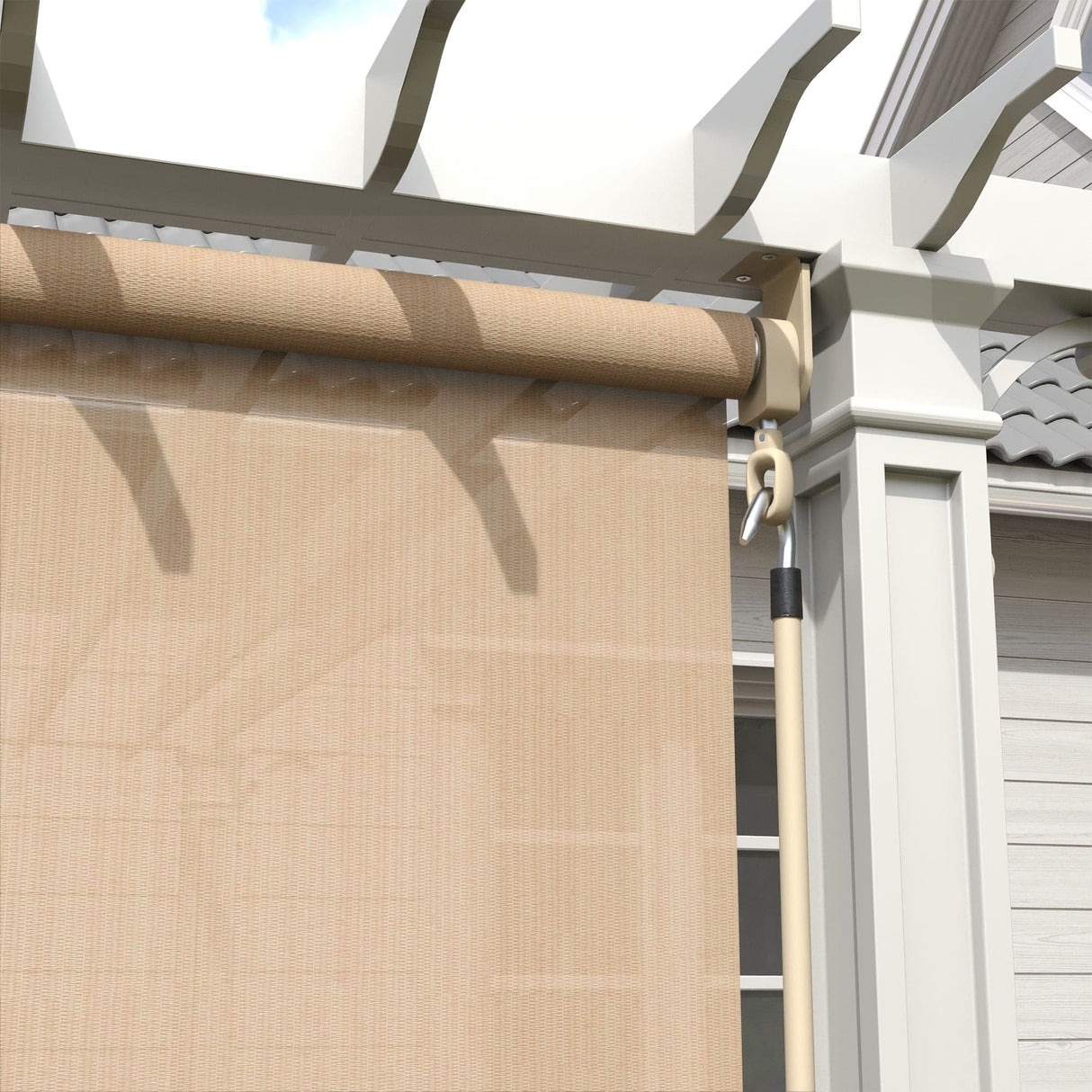 Vicllax Outdoor Custom Size Sun Blocking Roller Shade, Patio Shade Blinds, 96" drop