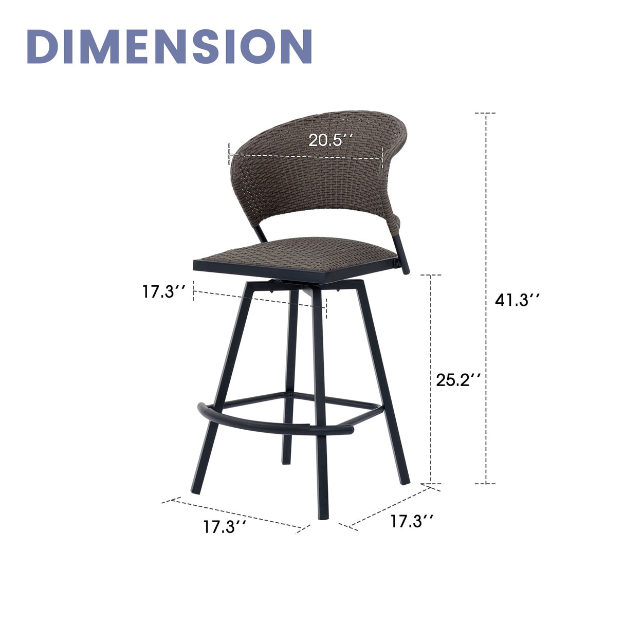 Vicllax Outdoor Swivel Wicker Padded Bar Chairs - 360-Degree