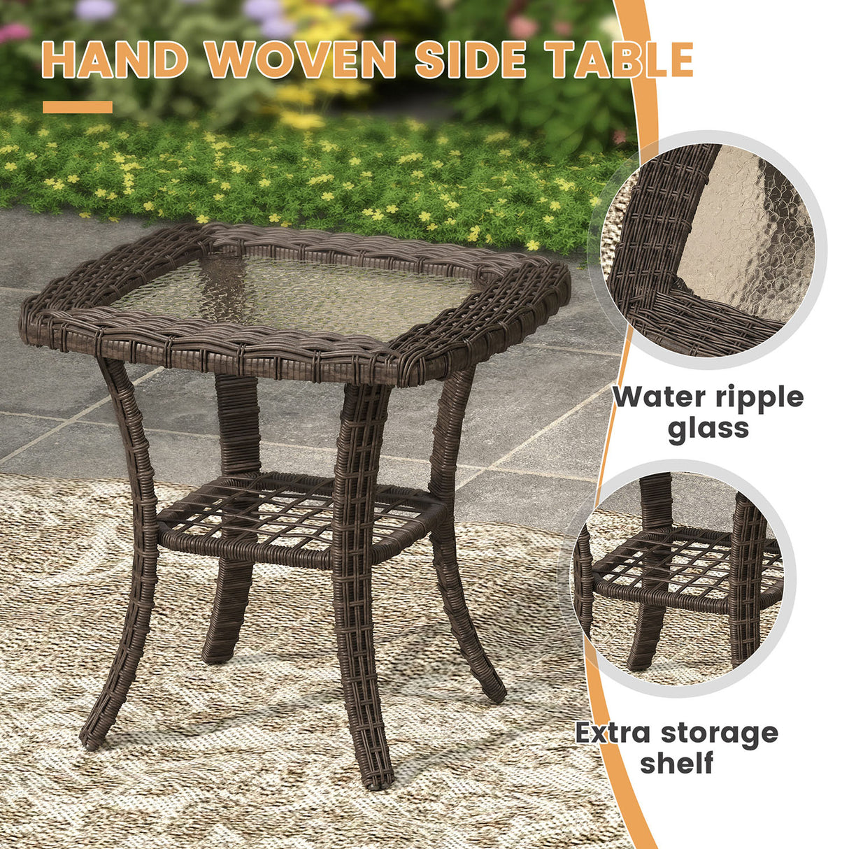 Vicllax Patio Sofa Set, Wicker Outdoor Conversation Set with Cushioned Sofa Chairs and Ottomans