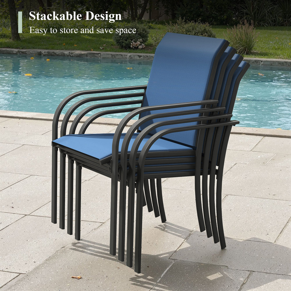 VICLLAX 11-Pcs Outdoor Dining Set, 63” Round Metal Table with Umbrella Hole & 10 Stackable Chairs