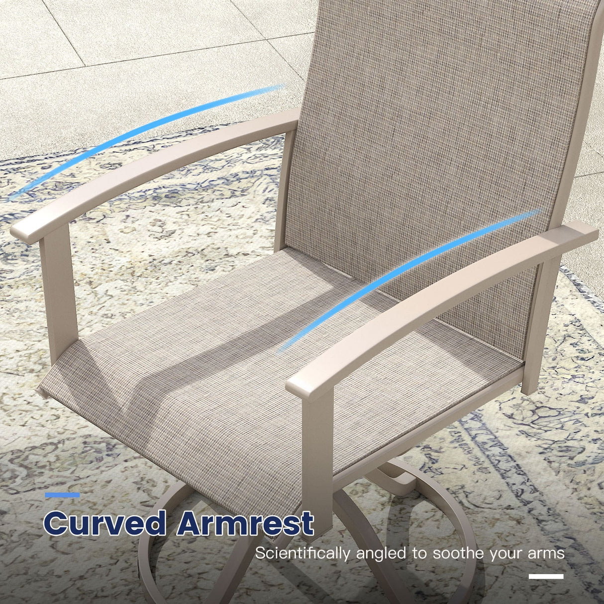 Vicllax 5 Pcs Outdoor Dining Set, Square Metal Table with Storage Shelf and 4 Swivel Chairs