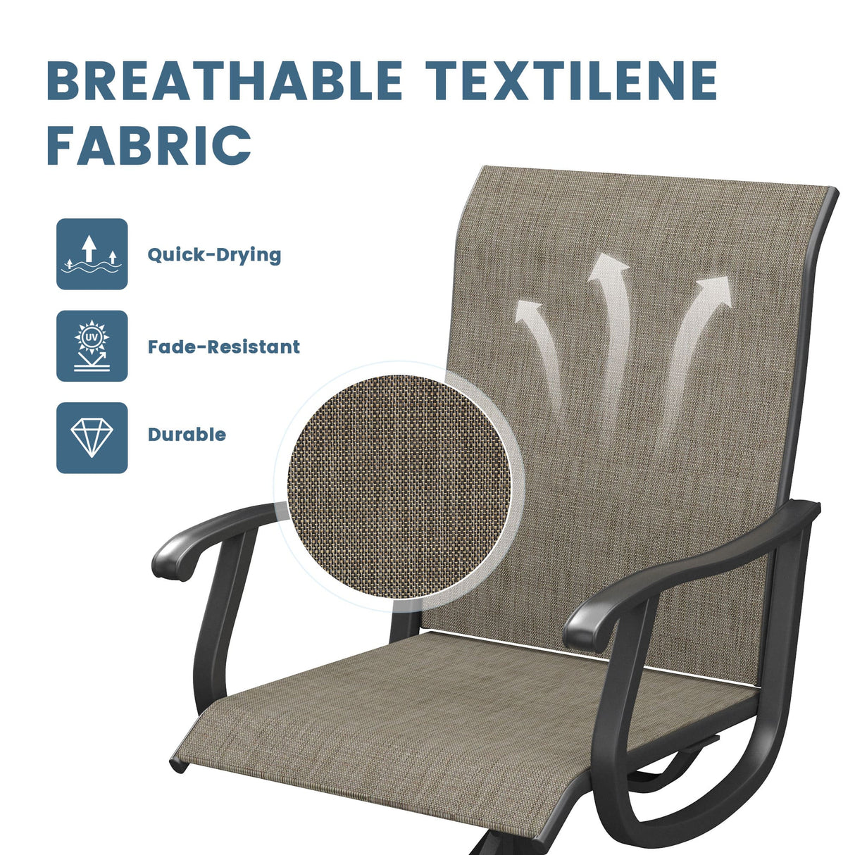 Vicllax 7/9 Pieces Outdoor Dining Set with Black Metal Rectangular Table and Textilene Swivel Chair