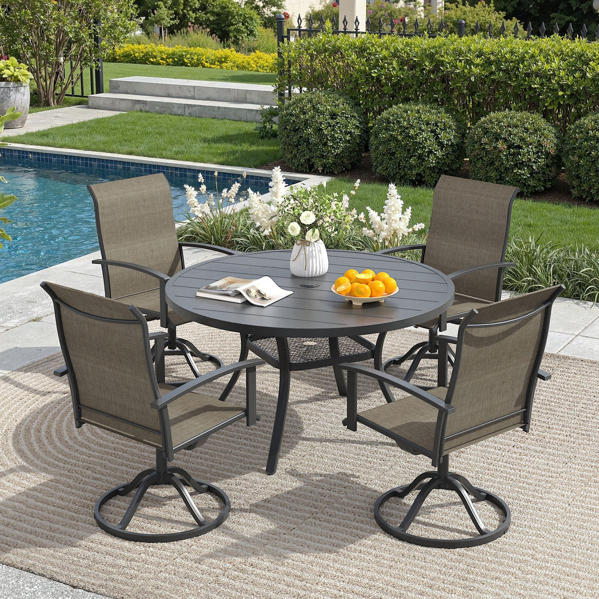Vicllax 360° Outdoor Swivel Chairs with Ergonomic Armrests, Available in Sets of 2/4/6