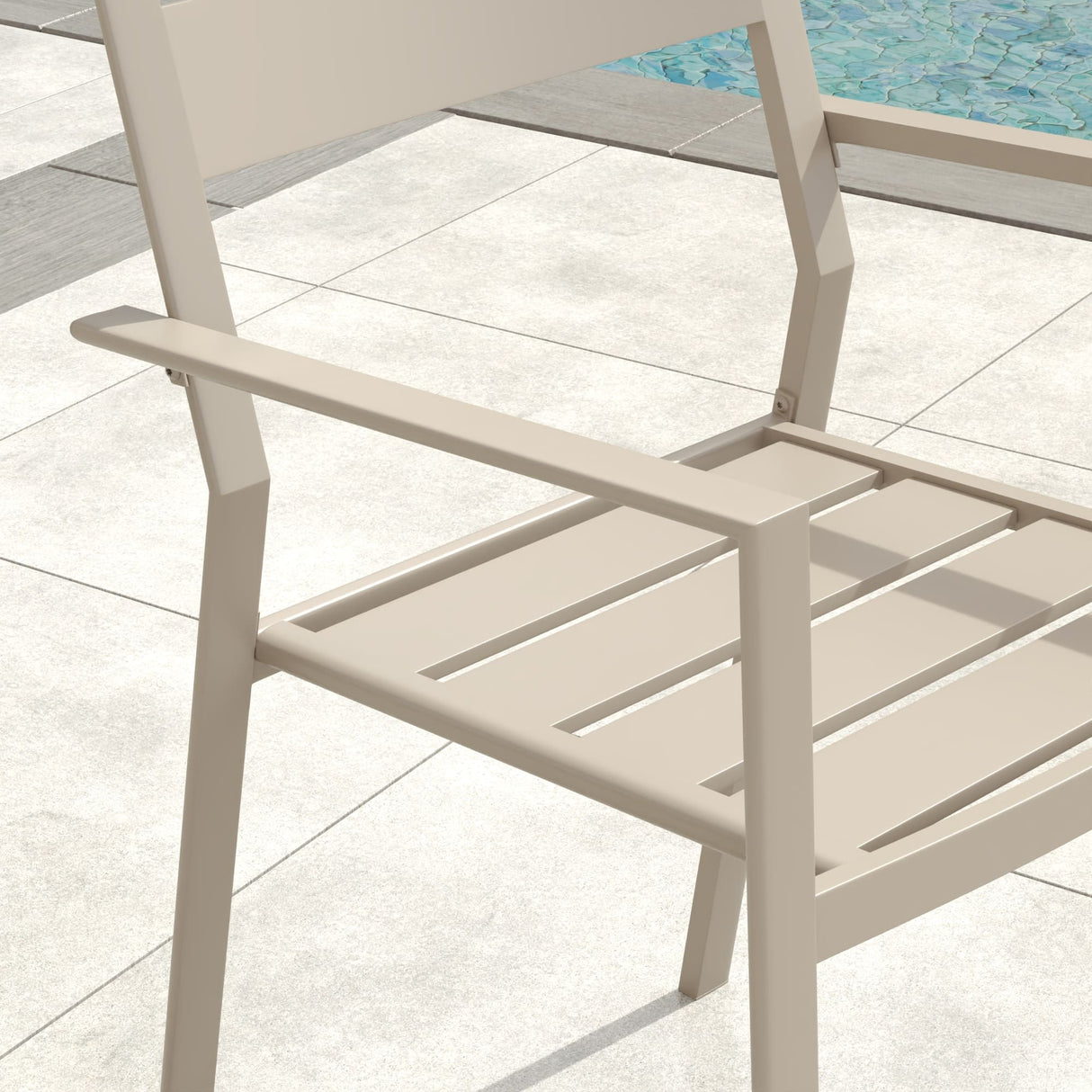 VICLLAX Patio 7 Pieces Outdoor Dining Set, 63" Rectangular Metal Dining Table and 6 Stackable Chairs for Lawn