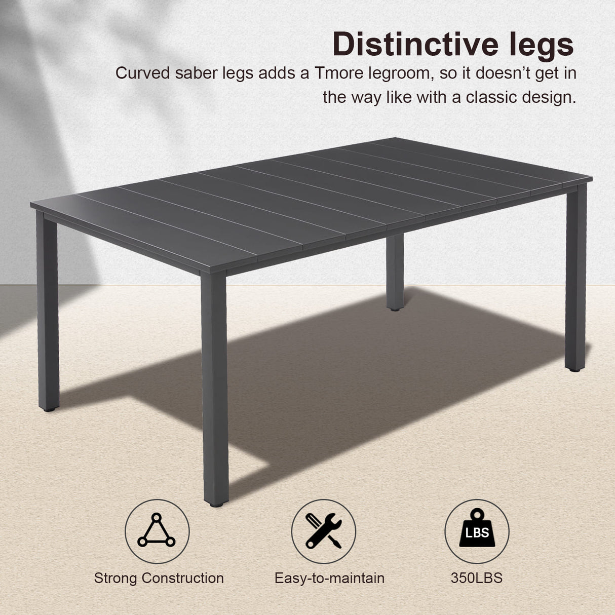 Vicllax 3-Piece Rectangular Metal Outdoor Dining Table and Bench Set