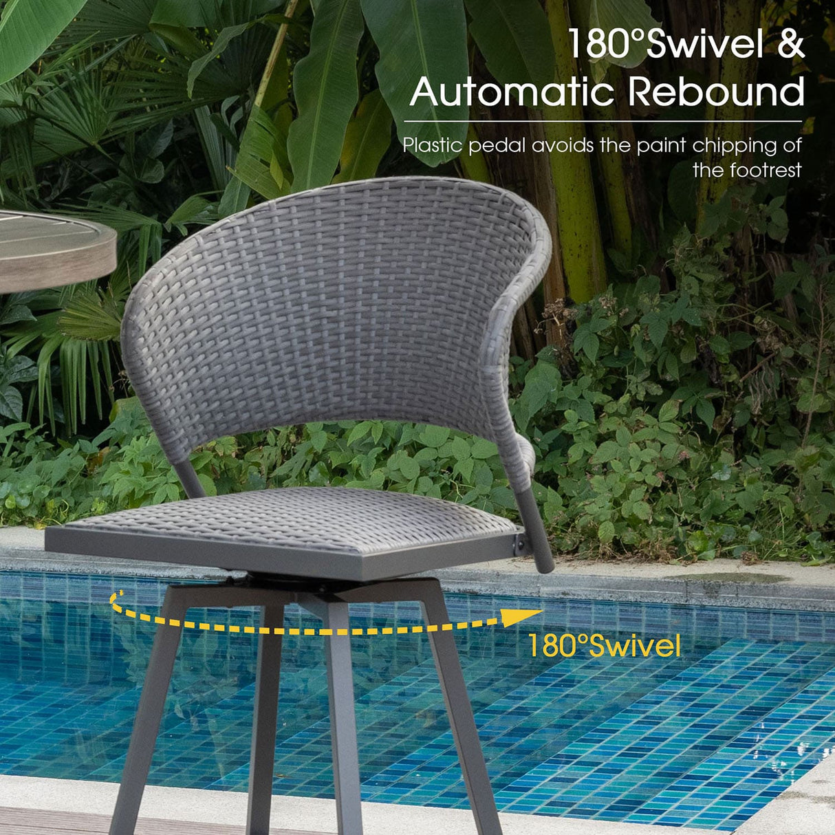 Vicllax Outdoor Swivel Wicker Padded Bar Chairs