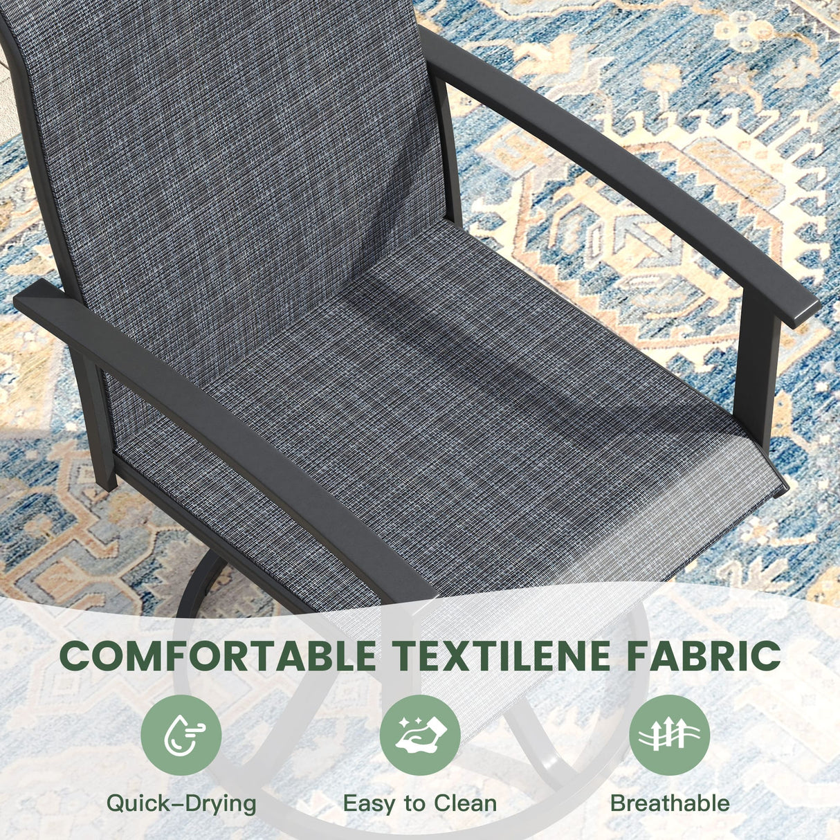 Vicllax 5-Piece Patio Dining Set, 40" Round Dining Table and Patio Swivel Chairs