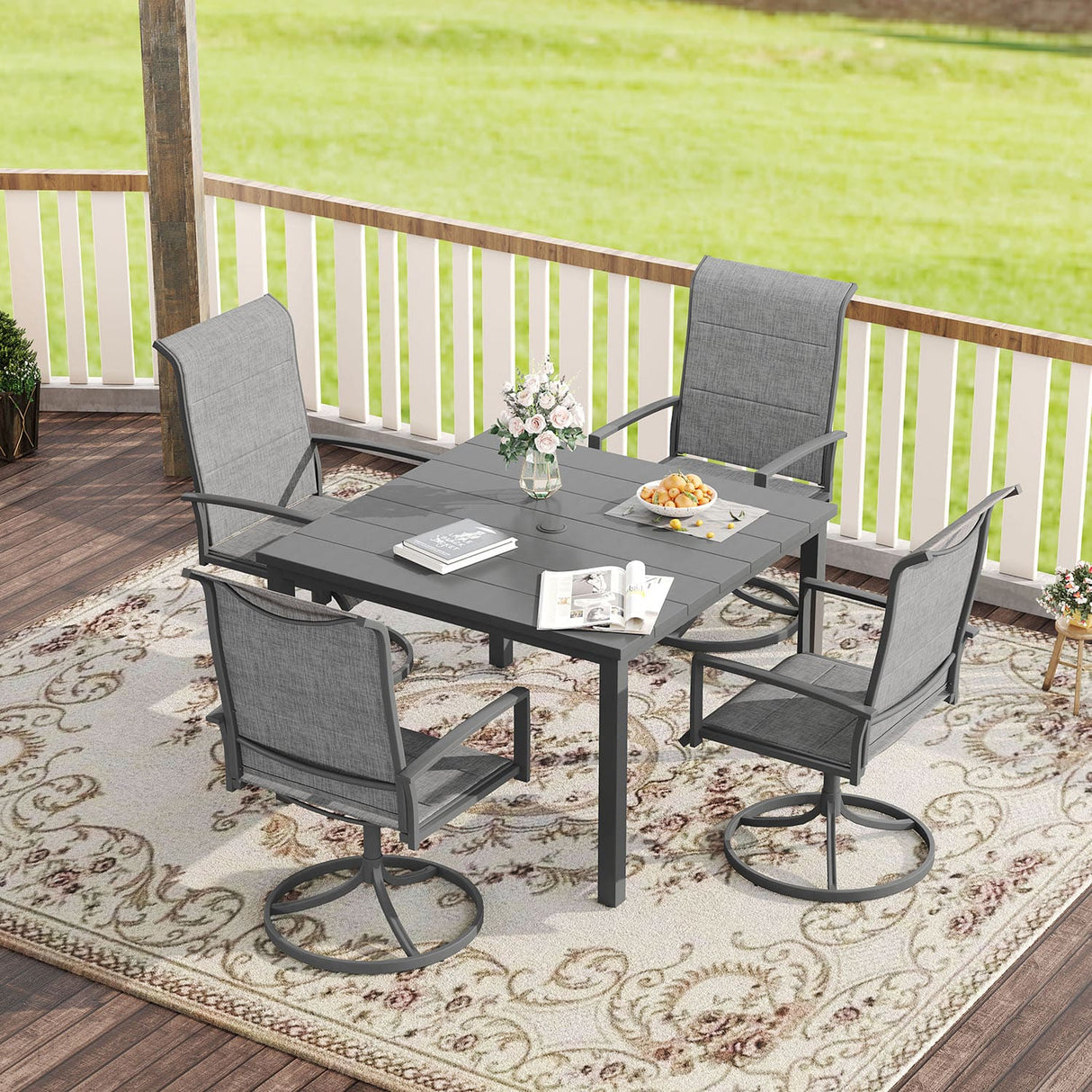 Vicllax 5-Piece Outdoor Furniture Set, Outdoor Dining Set for Lawn Garden