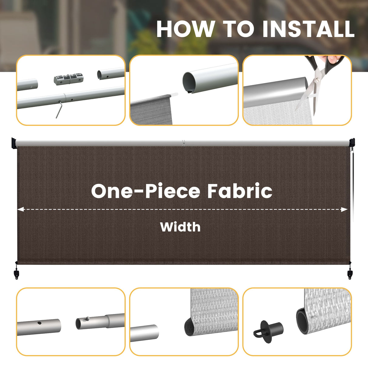 Vicllax Outdoor Cordless Sun Blocking Roller Shade, Patio Crank Roll Up Sun Shade