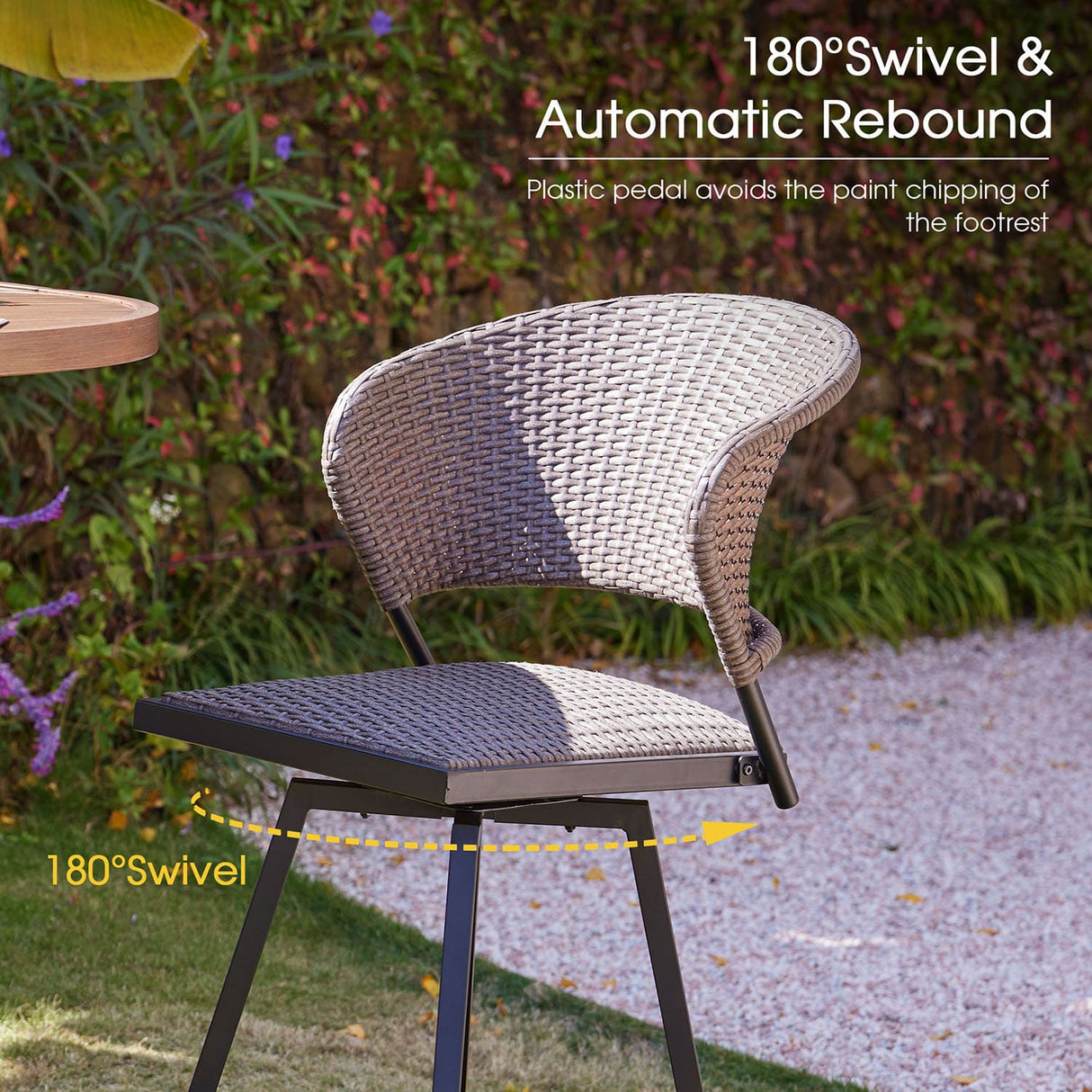 Vicllax Outdoor Swivel Wicker Padded Bar Chairs