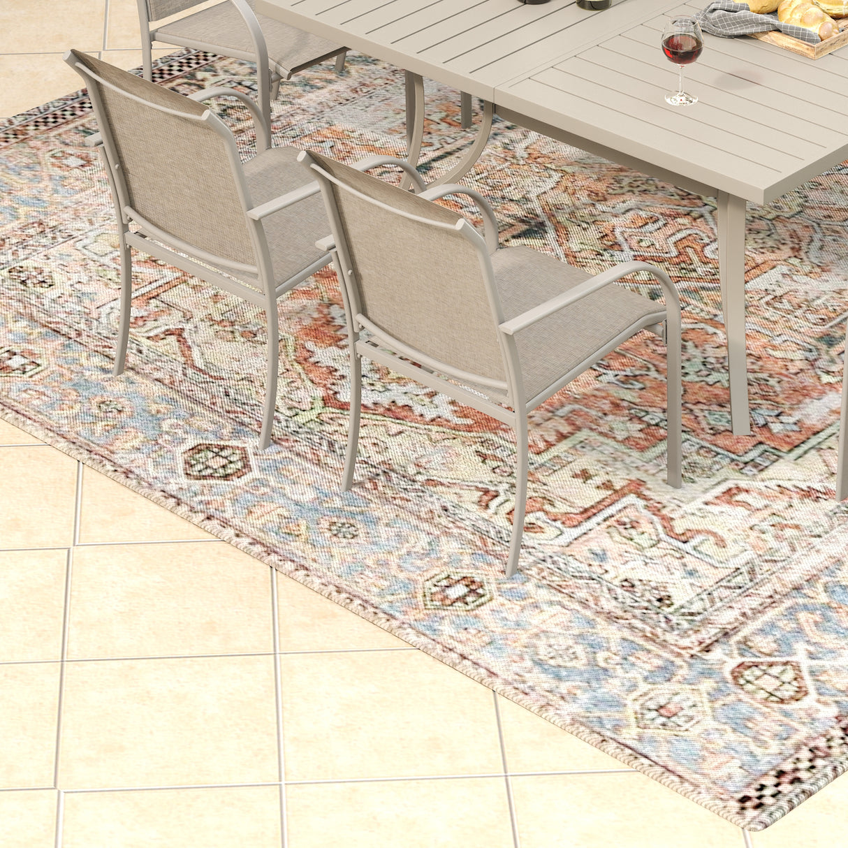 Vicllax 9 Pieces Outdoor Sandshell Dining Set with 59" Square Dining Table and Stackable Chair