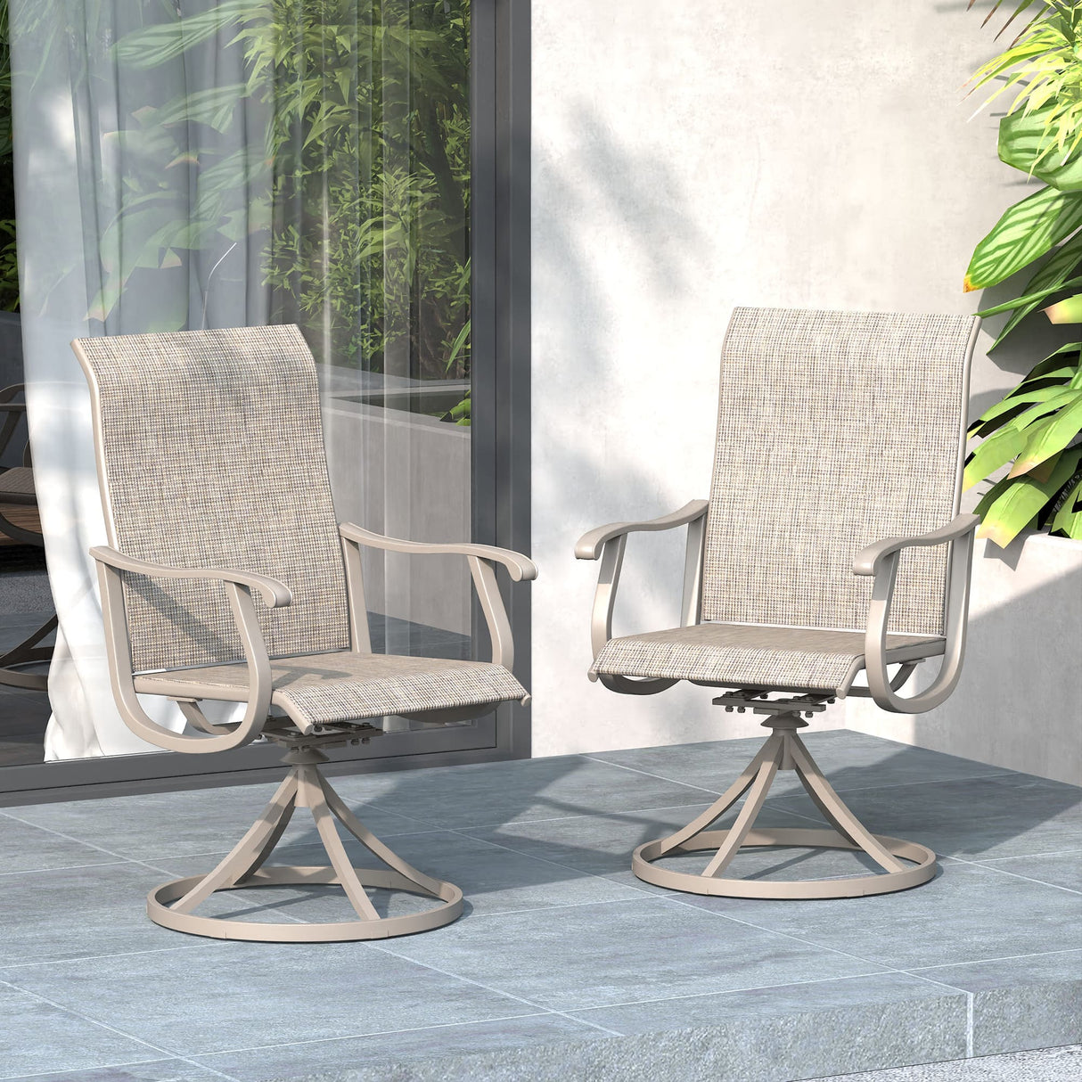 Vicllax Patio Swivel Chairs Set of 2/4/6, Outdoor 360 Degree Metal Swivel Sling Chairs
