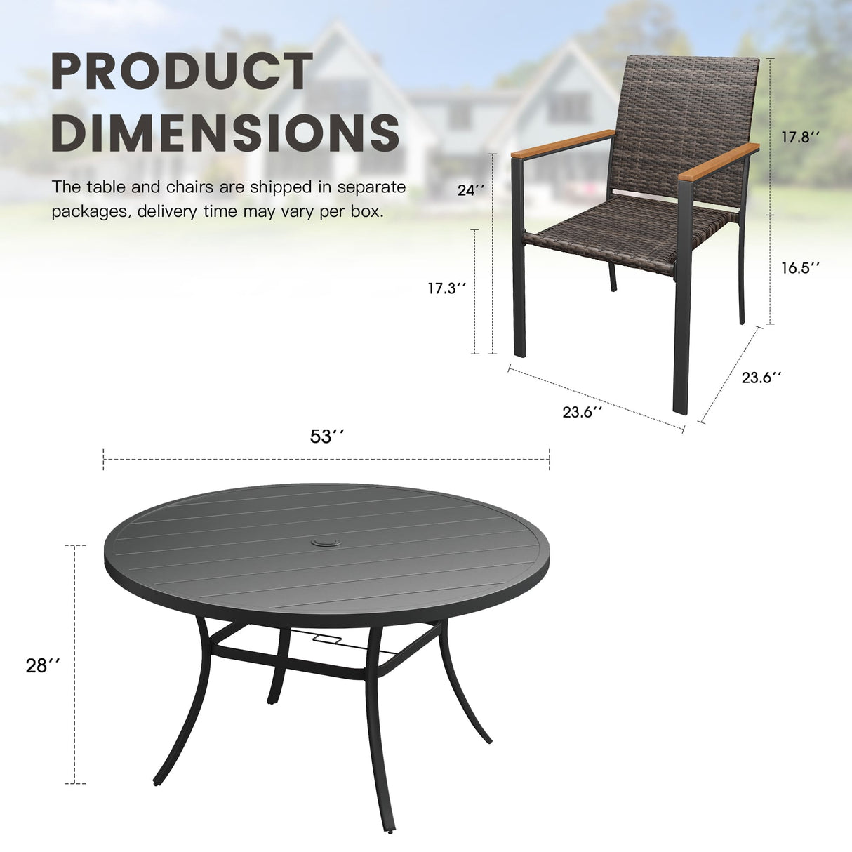 Vicllax 9 Pieces Outdoor Dining Set, 53" Round Table and 8 Stackable Armchairs