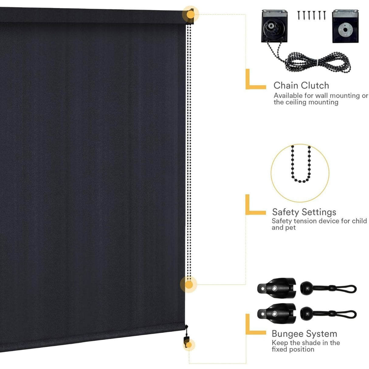 Vicllax Outdoor Sun Blocking Roller Shade, Patio Roll Up Shade Blinds
