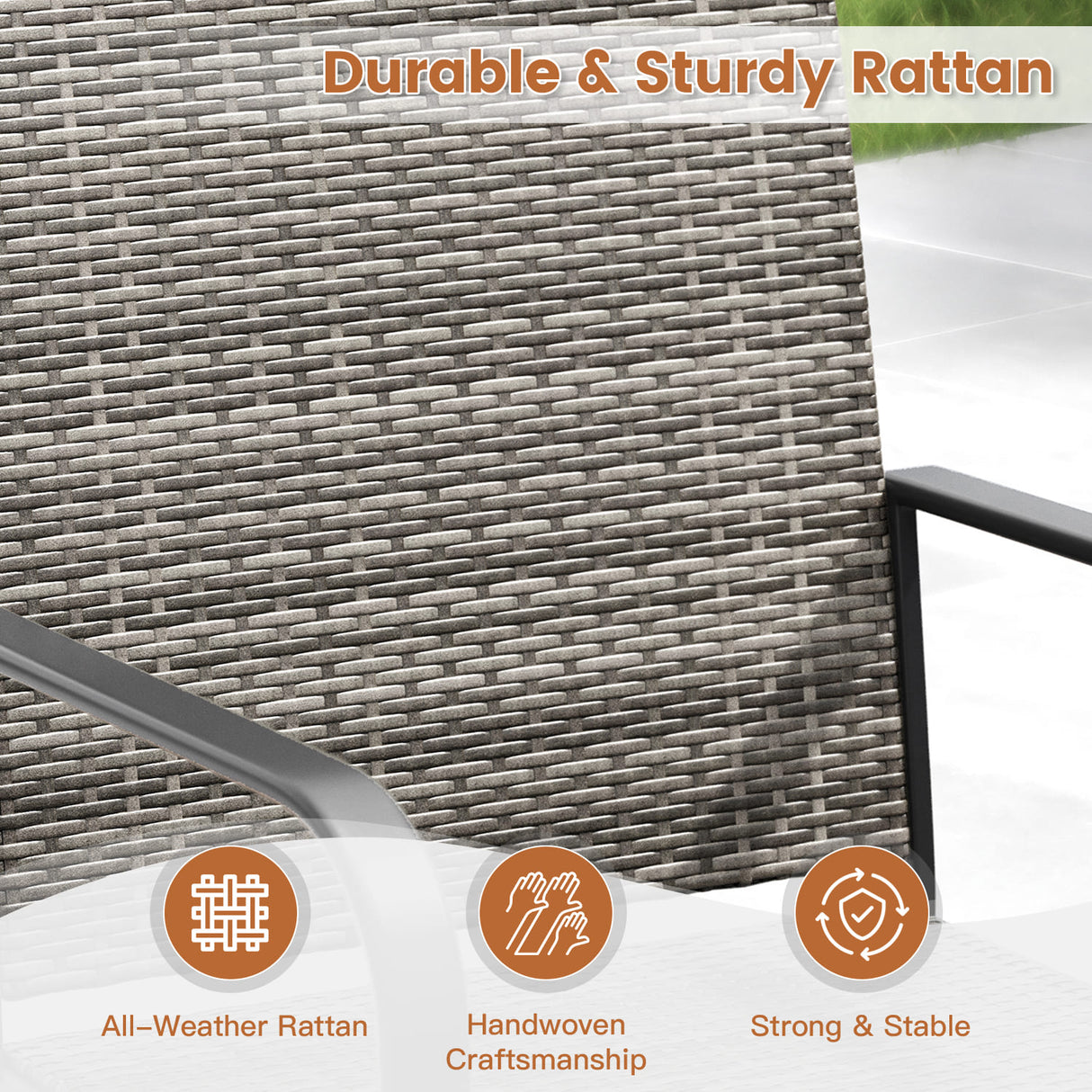 Vicllax Willow Circle 5/7 Pieces Wicker Dining Set, Round Metal Table and Wicker Armchairs