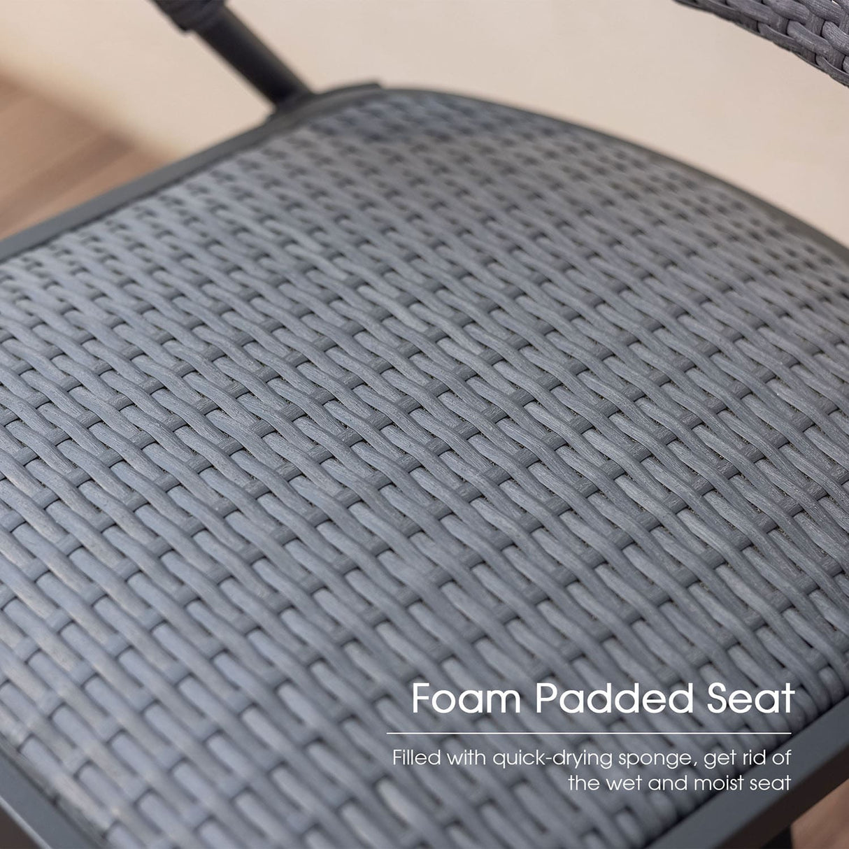 Vicllax Outdoor Swivel Wicker Padded Bar Chairs - 360-Degree