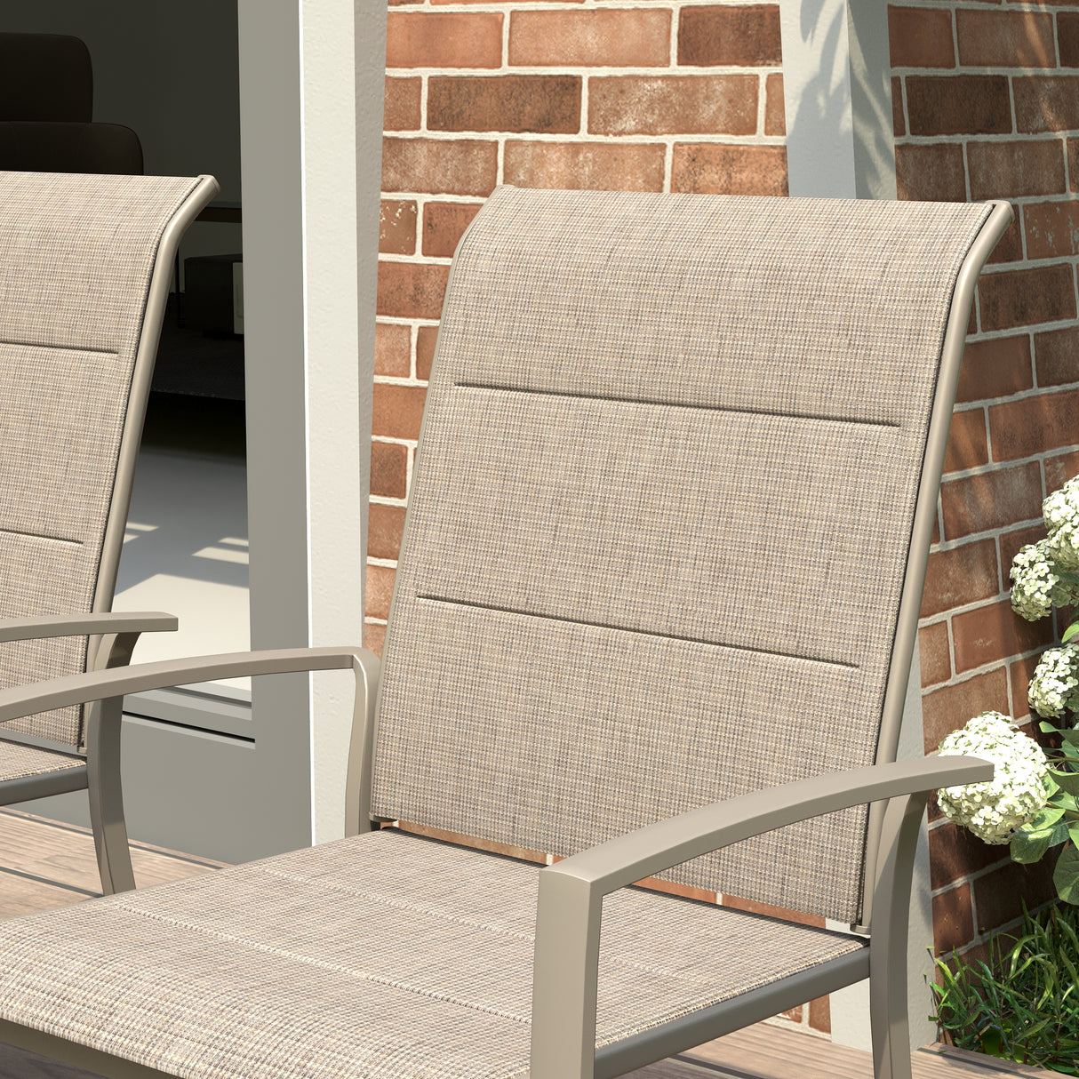 Vicllax Patio Dining Table Set for 8, Outdoor 59" Square Large Metal Table and Padded Swivel&Stackable Textilene Dining Chairs