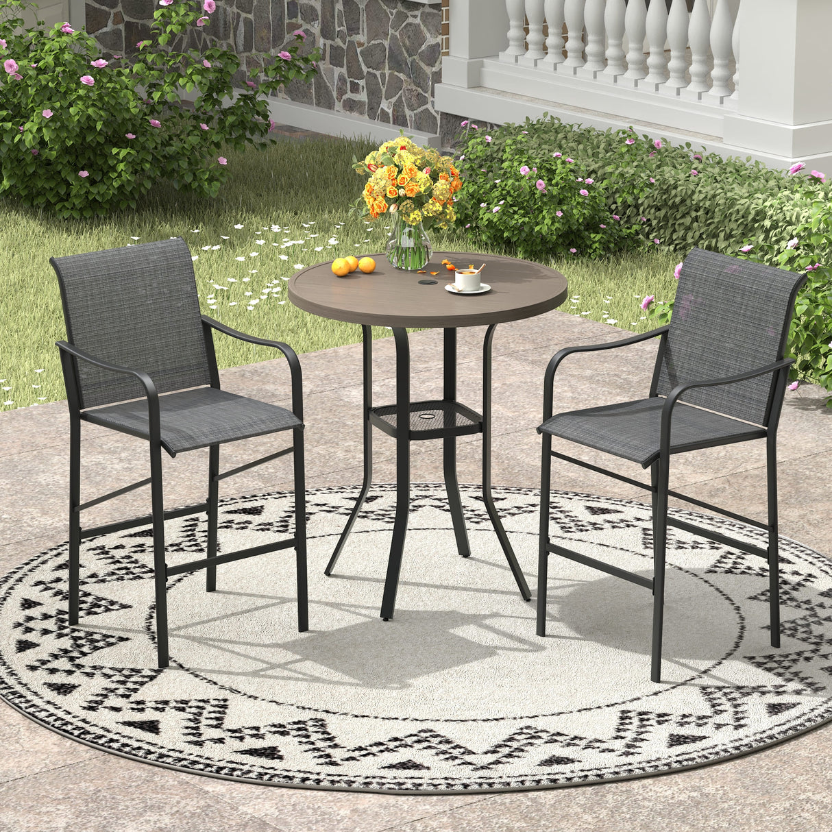 Vicllax 3/5 PCS Outdoor Bar Set, Patio High Bar Chairs and Round Bar Table