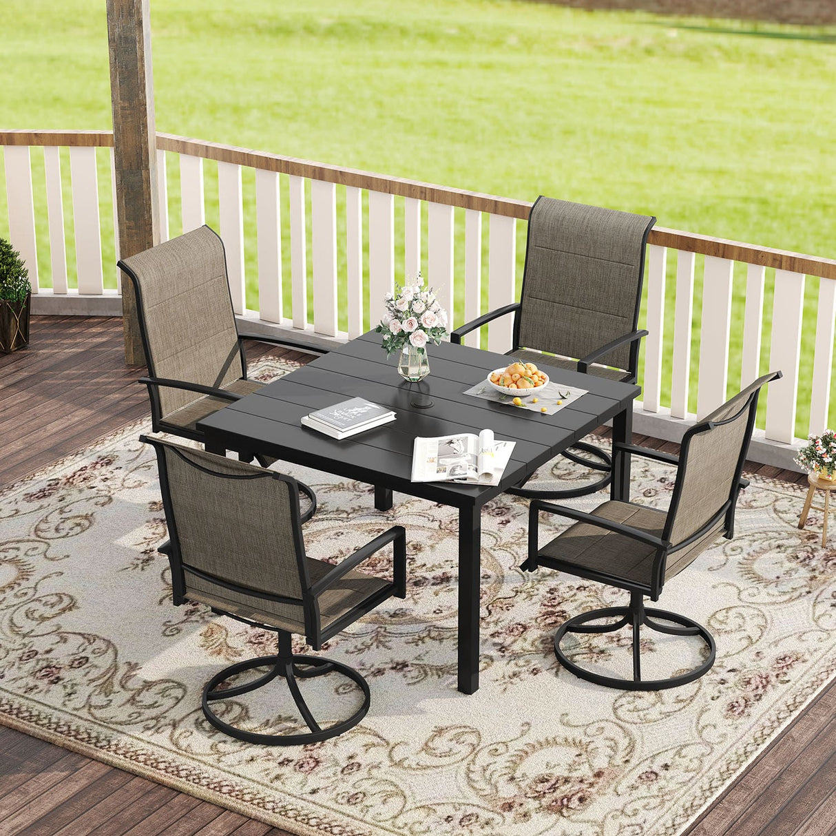 Vicllax 5-Piece Outdoor Furniture Set, Outdoor Dining Set for Lawn Garden