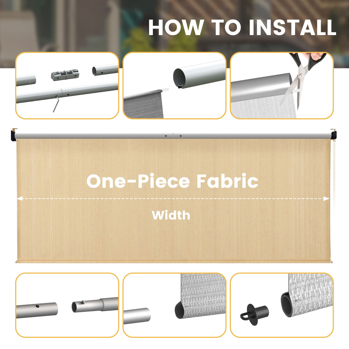 Vicllax Outdoor Sun Blocking Roller Shade, Patio Roll Up Shade Blinds