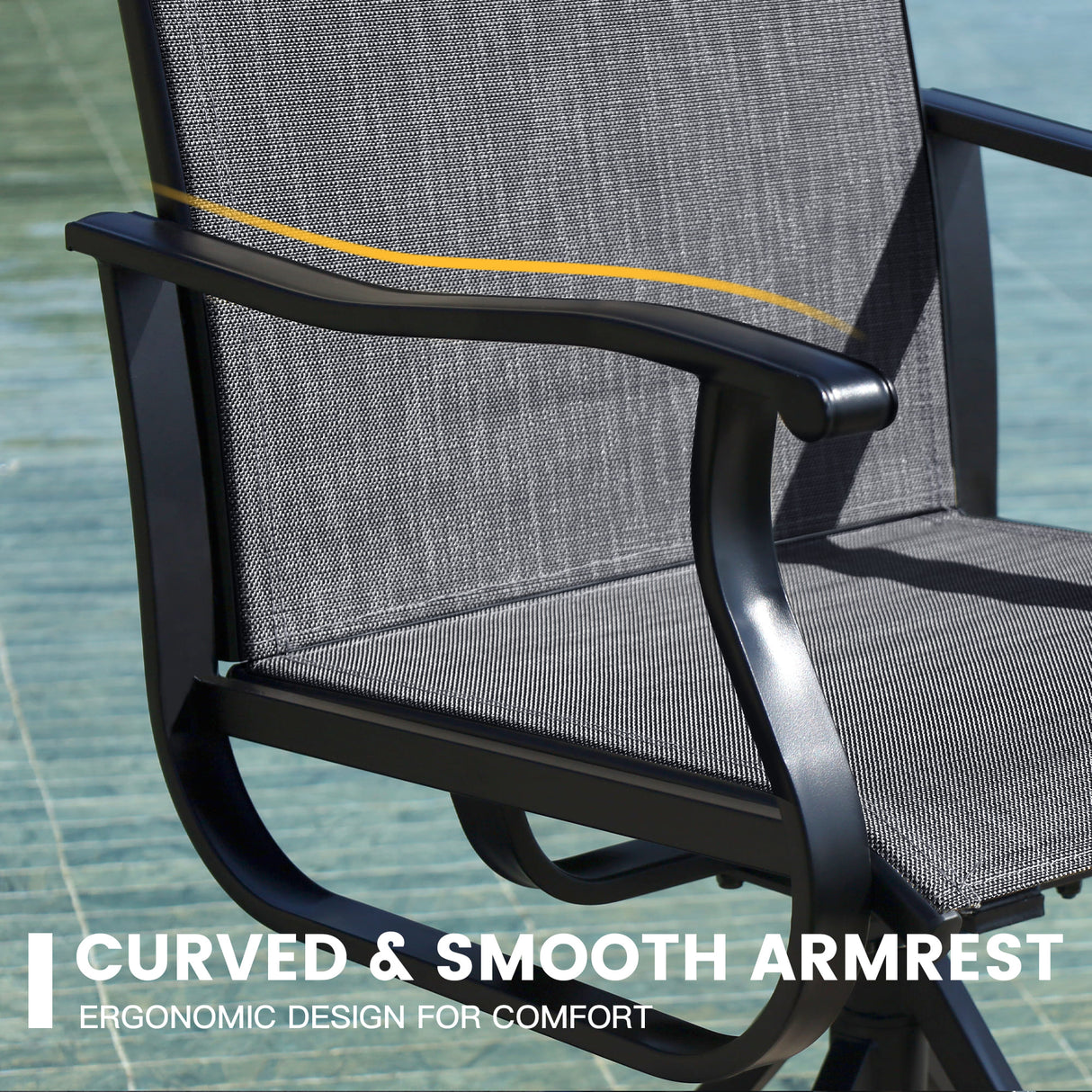 Vicllax 7 Pieces Outdoor Dining Set with Metal Rectangular Table and Premium Swivel Chair