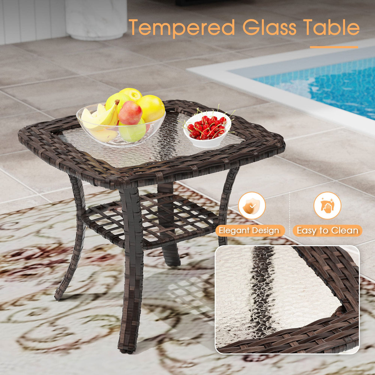 Vicllax Patio Wide Wicker Cushioned Sofa, Outdoor Wicker Chair, Double Lounge Balcony Seat