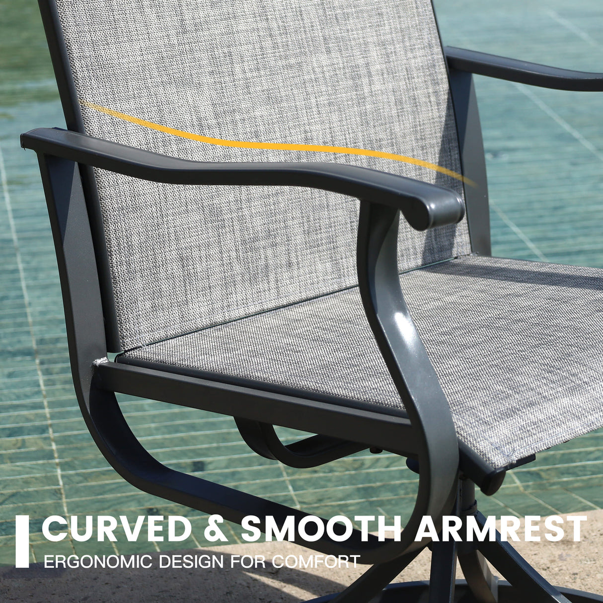 Vicllax 7 Pieces Outdoor Dining Set with Metal Rectangular Table and Premium Swivel Chair