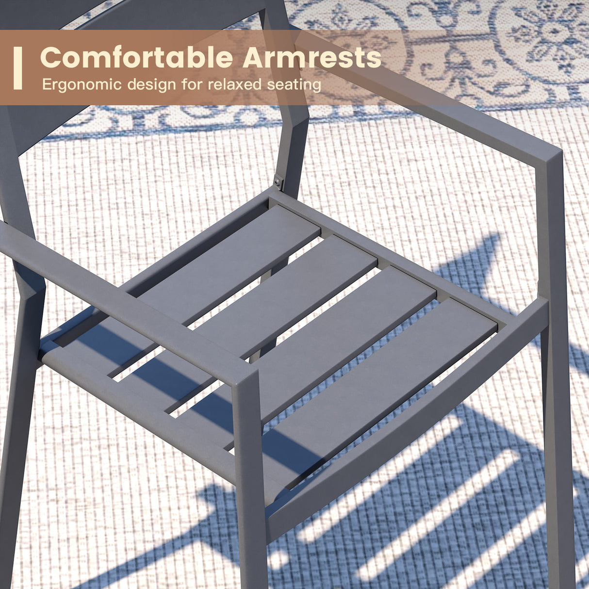 Vicllax 7 Pieces Outdoor Dining Set with 50" Round Metal Table and Armrest Chairs