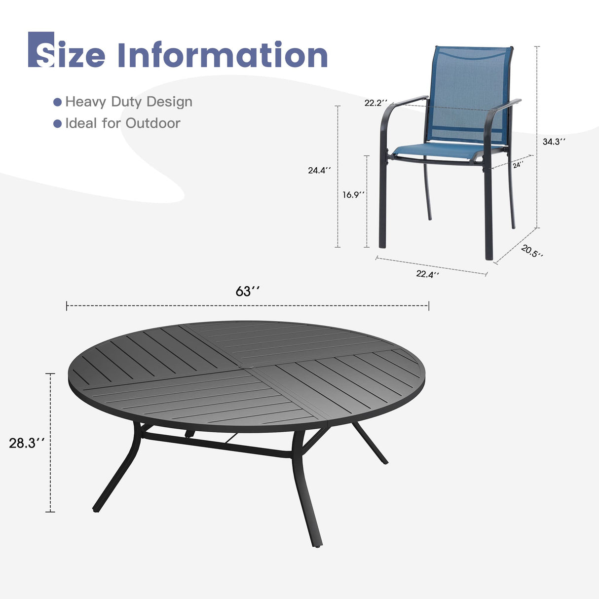 Vicllax Mesa redonda para patio de 42" con estante de almacenamiento y orificio para sombrilla ajustable