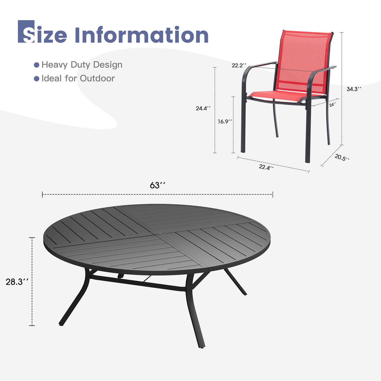 Vicllax Mesa redonda para patio de 42" con estante de almacenamiento y orificio para sombrilla ajustable