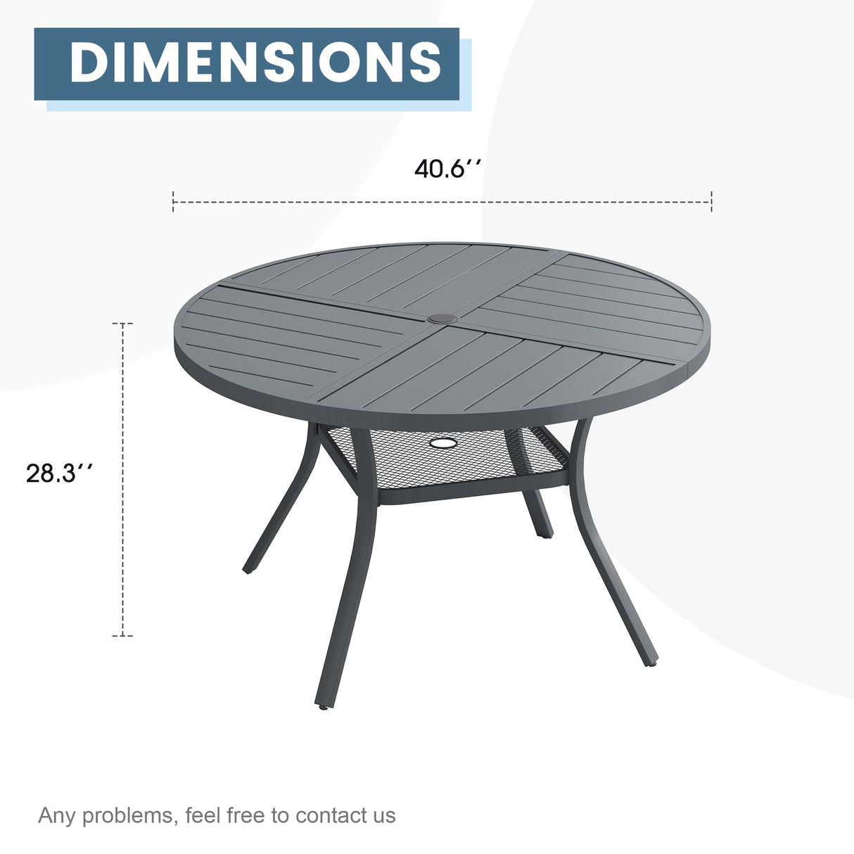 Vicllax Round Patio Dining Table for 4/6/8, Outdoor Large Metal Table