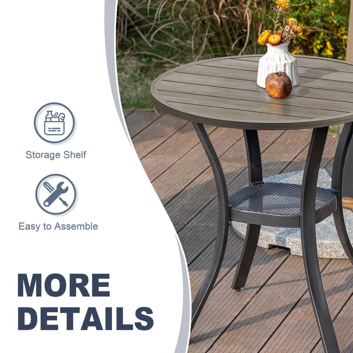 Vicllax 3-Piece Patio Bistro Set, Outdoor Stackable Sling Chairs and Metal Round Table
