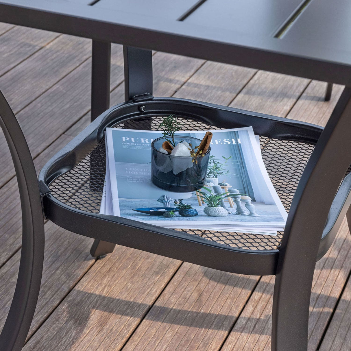 Vicllax 3-Piece Patio Bistro Set, Horizon Chairs and 27.6" Metal Square Table