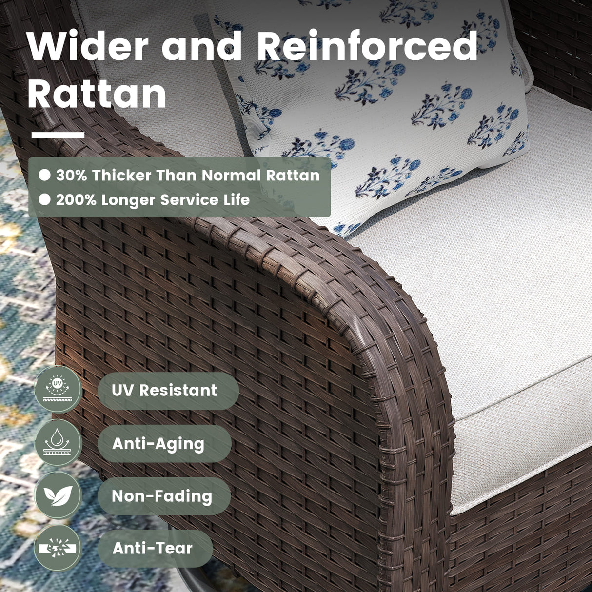 Vicllax Patio Wicker Oasis Lounge Set, Cushioned Sofa Swivel Chairs and Ottomans