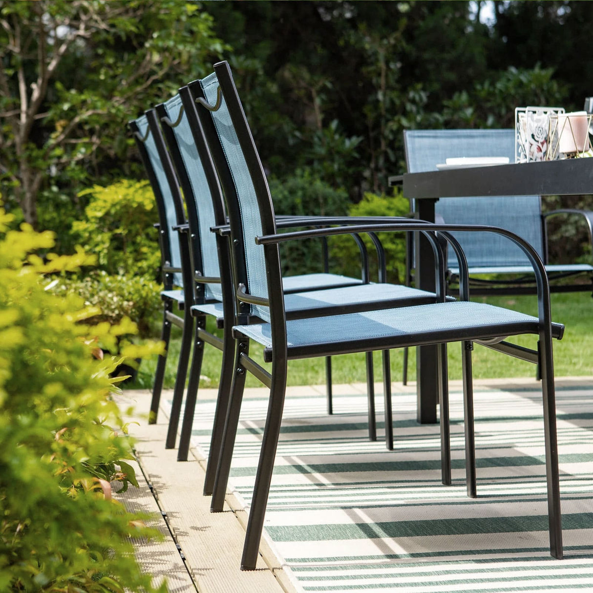 Vicllax 9 Pieces Outdoor Dining Set with 59" Square Dining Table and Stackable Chair