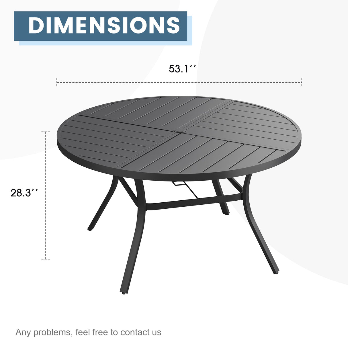 Vicllax Round Patio Dining Table for 4/6/8, Outdoor Large Metal Table