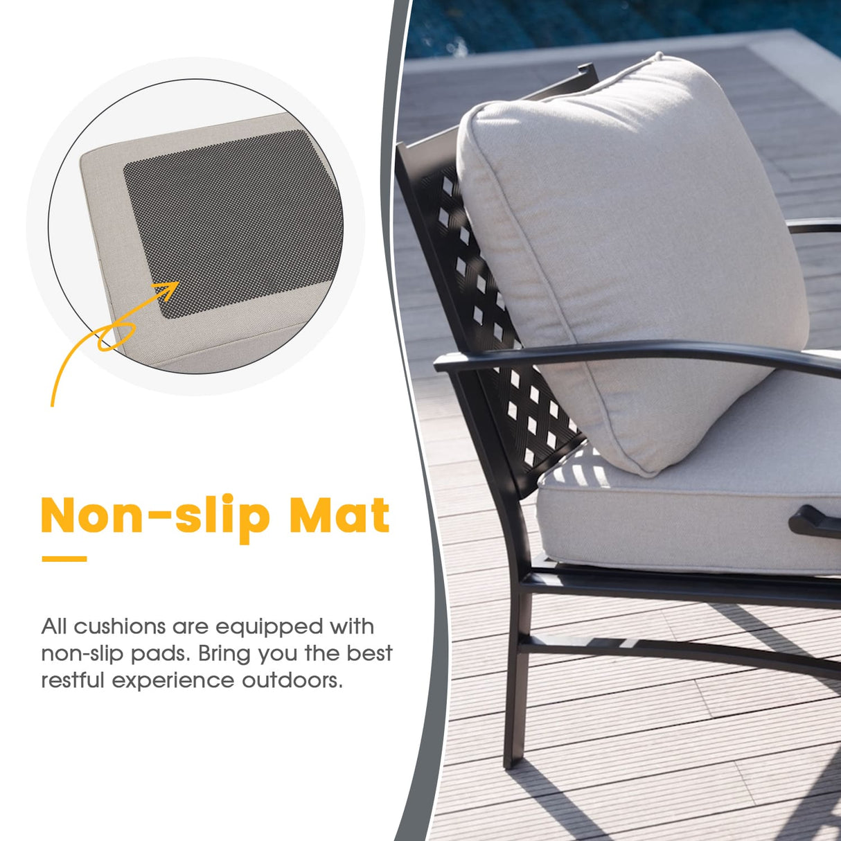 Vicllax 6-Piece Outdoor Patio Conversation Sofa Set with Cushioned Sofa Chairs and Metal Rectangular Fire Pit