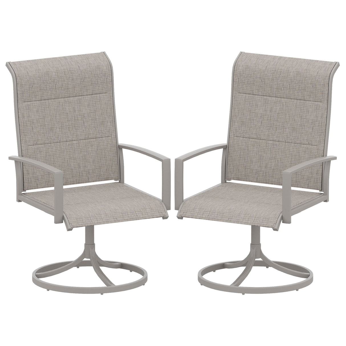 Vicllax Patio Padded Swivel Dining Chairs with Textilene Deep Seating and Armrest