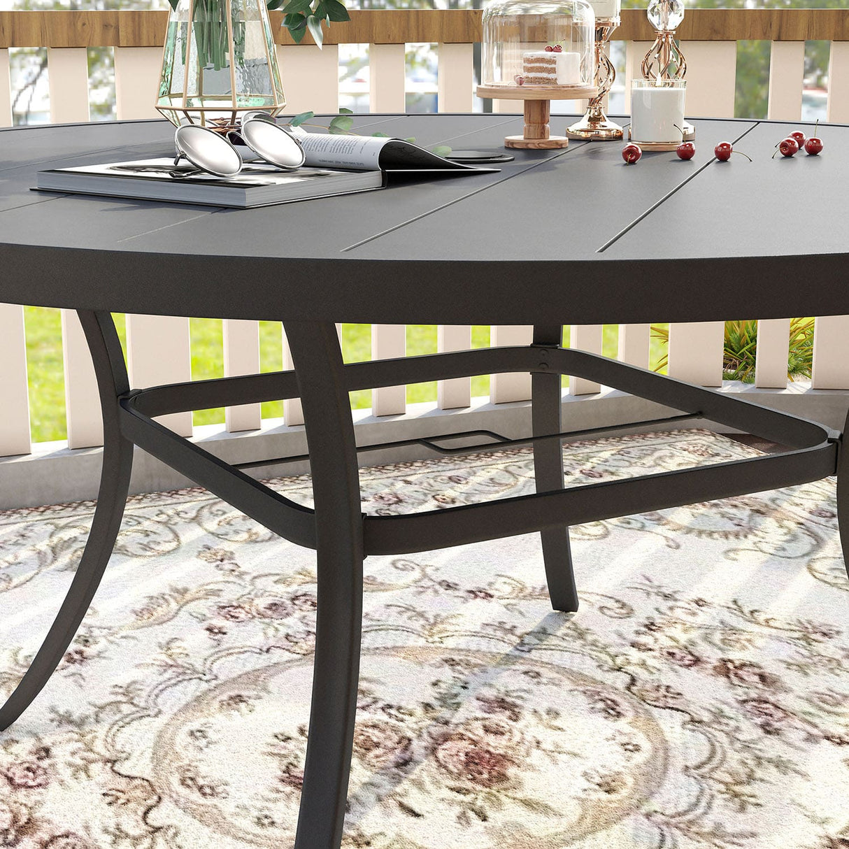 Vicllax 7/9 Pieces Outdoor Dining Set, Metal Round Dining Table and Premium Swivel Chairs