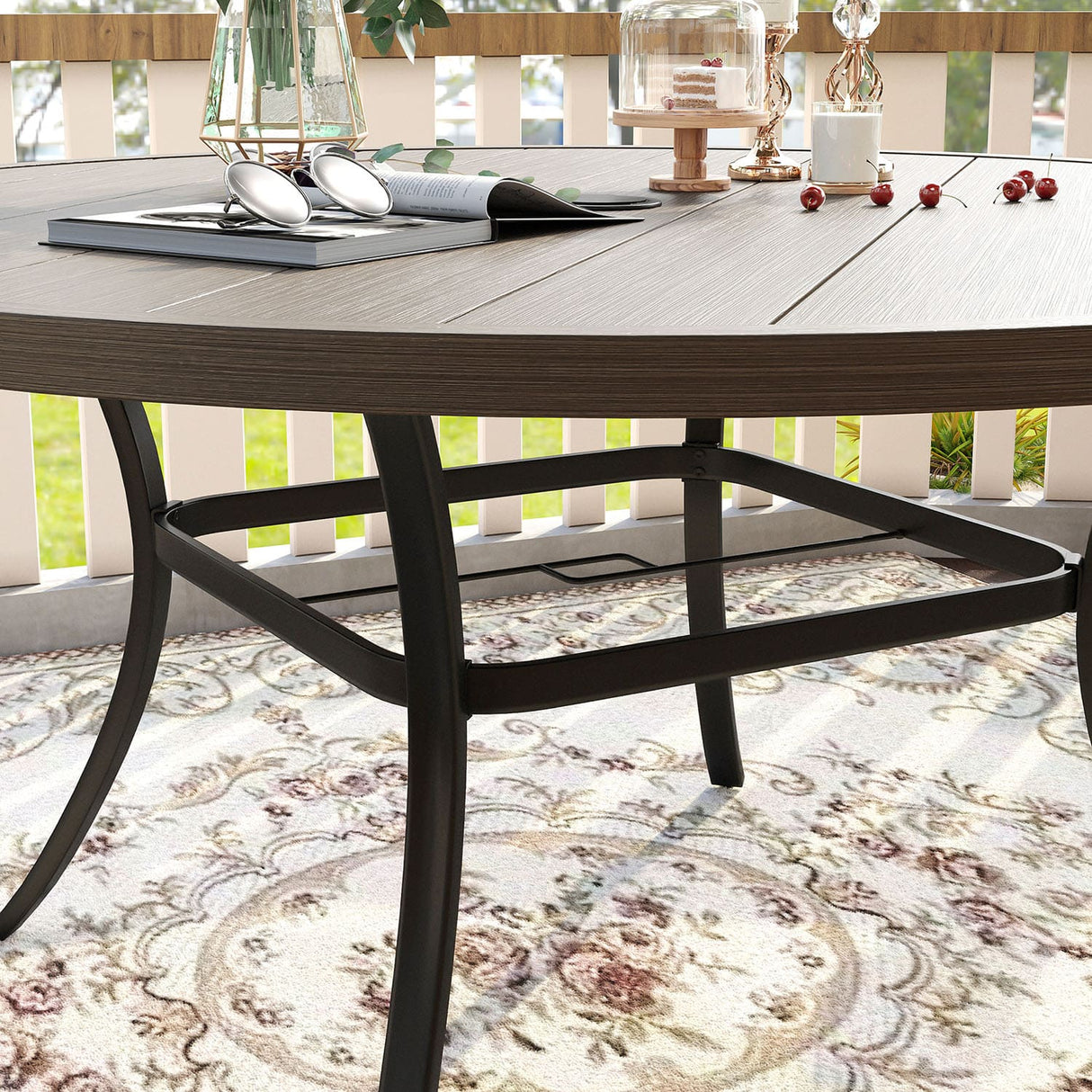 Vicllax 7 Pieces Outdoor Dining Set, 50" Round Table and Solana Stackable Chair