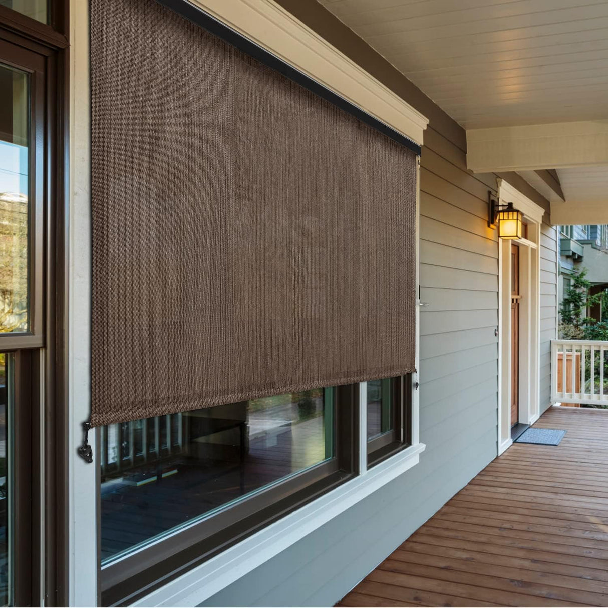 Vicllax Roller Shade, Patio Cordless Sun Blocking Roller Shade with Aluminum Valance