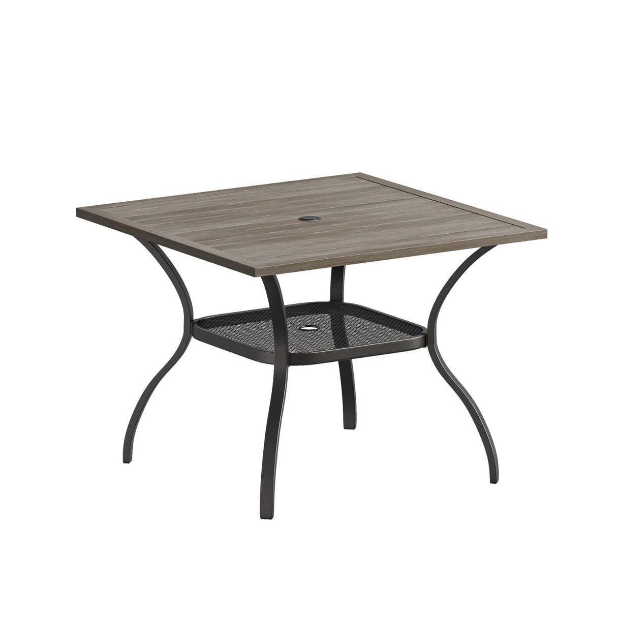 Vicllax Outdoor Patio Dining Table for 4, Metal Square Table with Storage